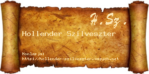 Hollender Szilveszter névjegykártya